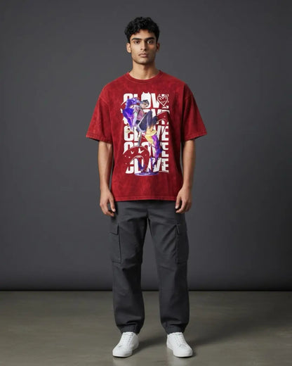 Clove – Eternal Mischief Valorant Acid Wash Tee | Bold Gamer Streetwear - Maroon / XS - Valorant