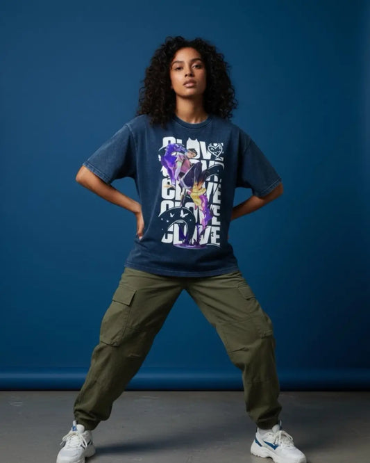Clove – Eternal Mischief Valorant Acid Wash Tee | Bold Gamer Streetwear - Navy / XS - Valorant