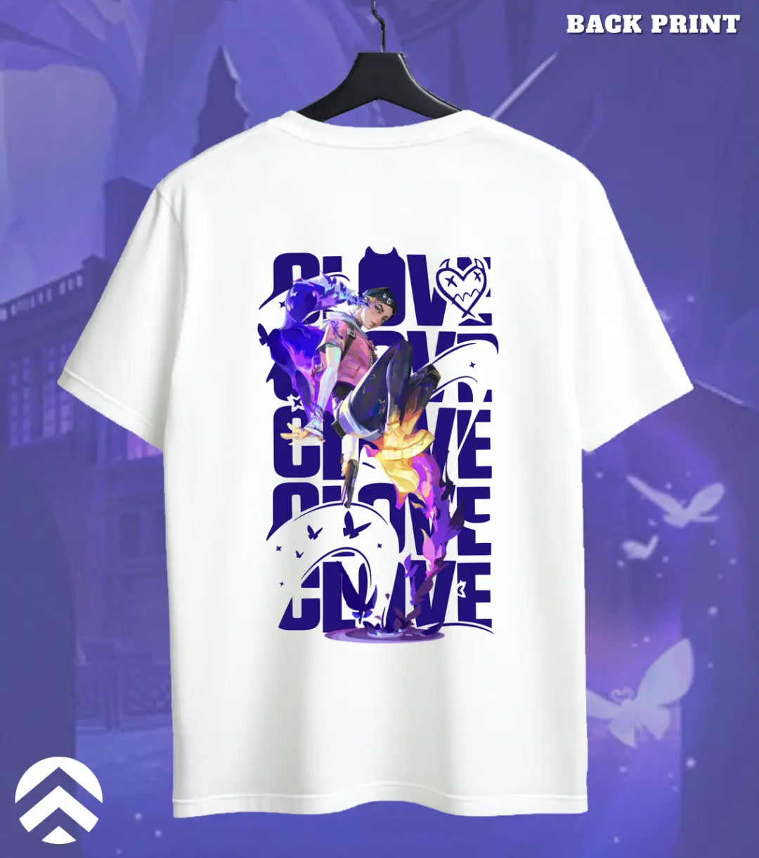 Clove - Shadow Trickster Valorant T Shirt | Trick the Meta Tee - Back (Dual Print) / White / S