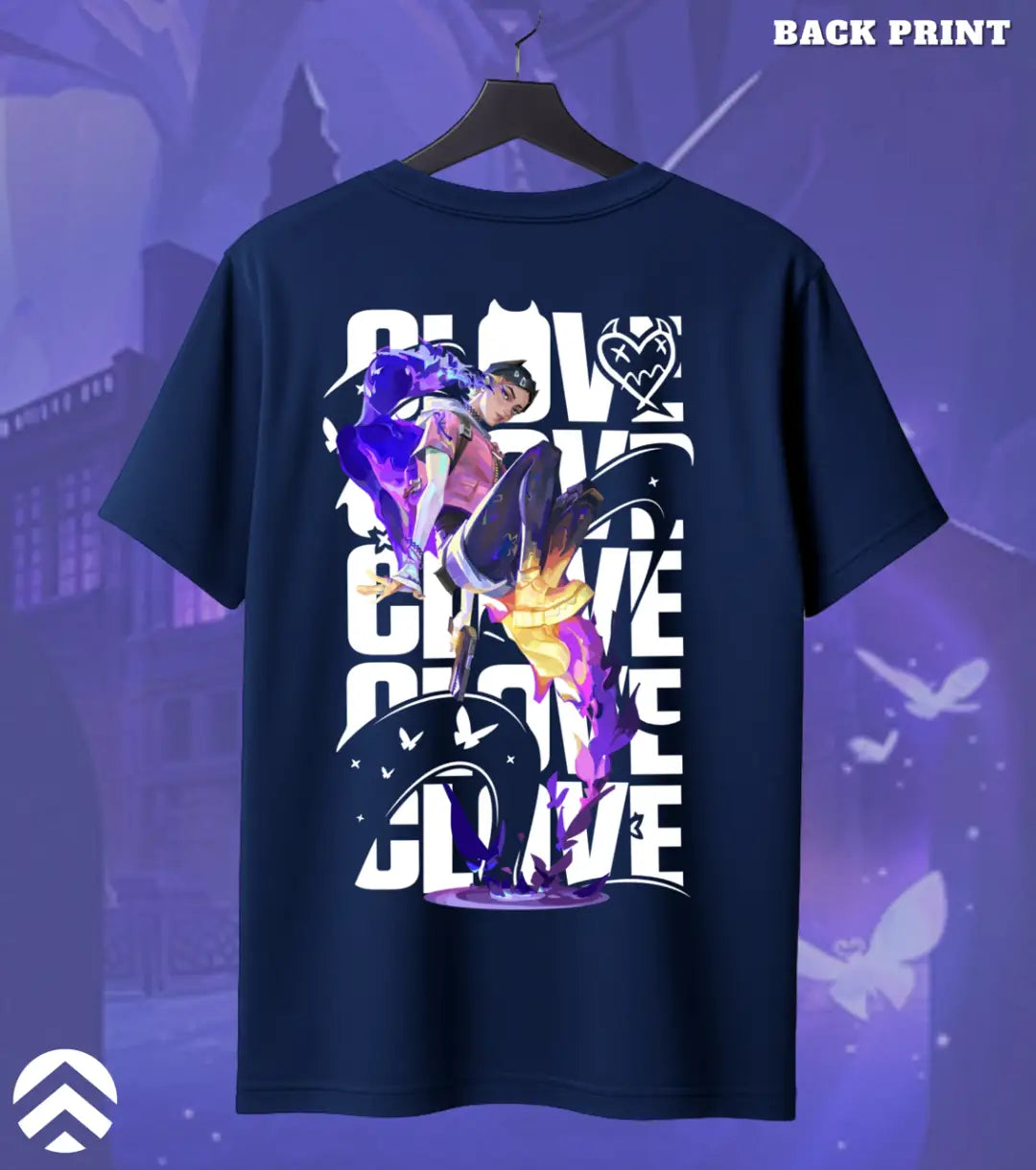Clove - Shadow Trickster Valorant T Shirt | Trick the Meta Tee - Back (Dual Print) / Navy / S