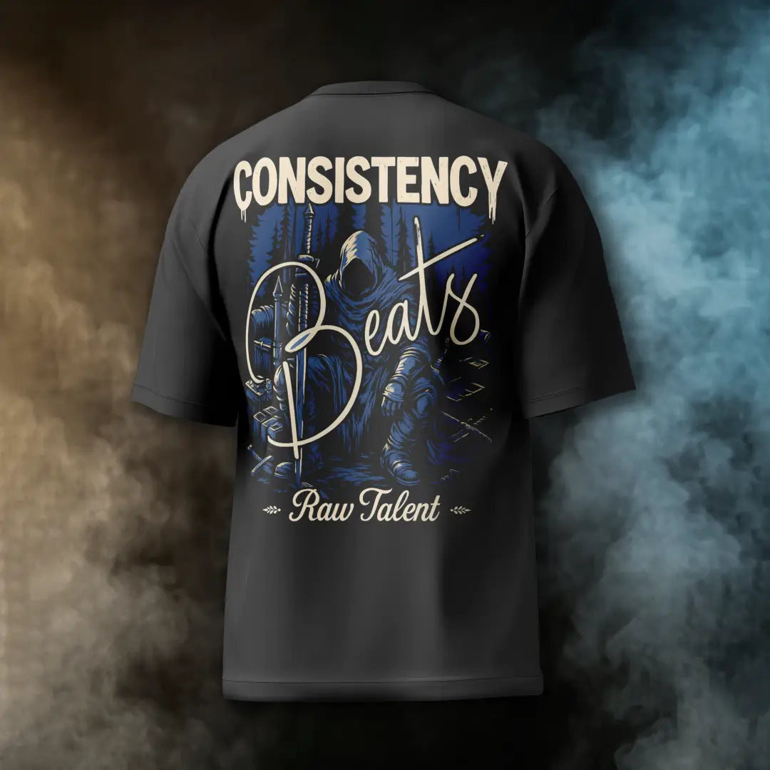 Consistency Beats Raw Talent Oversized Tee – Black