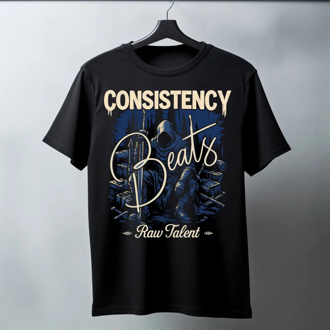 Consistency Beats Raw Talent Regular T-Shirt - Black / S
