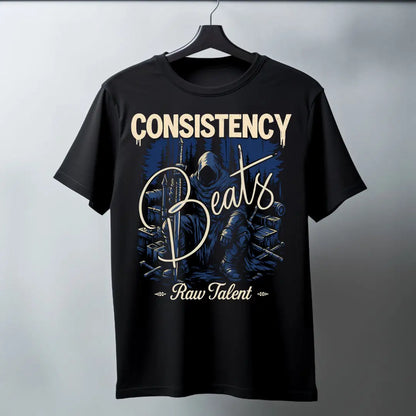 Consistency Beats Raw Talent Regular T-Shirt - Black / S