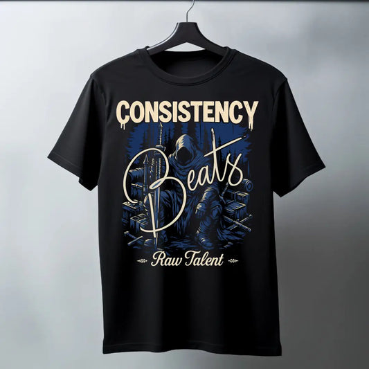 Consistency Beats Raw Talent Regular T-Shirt - Black / S