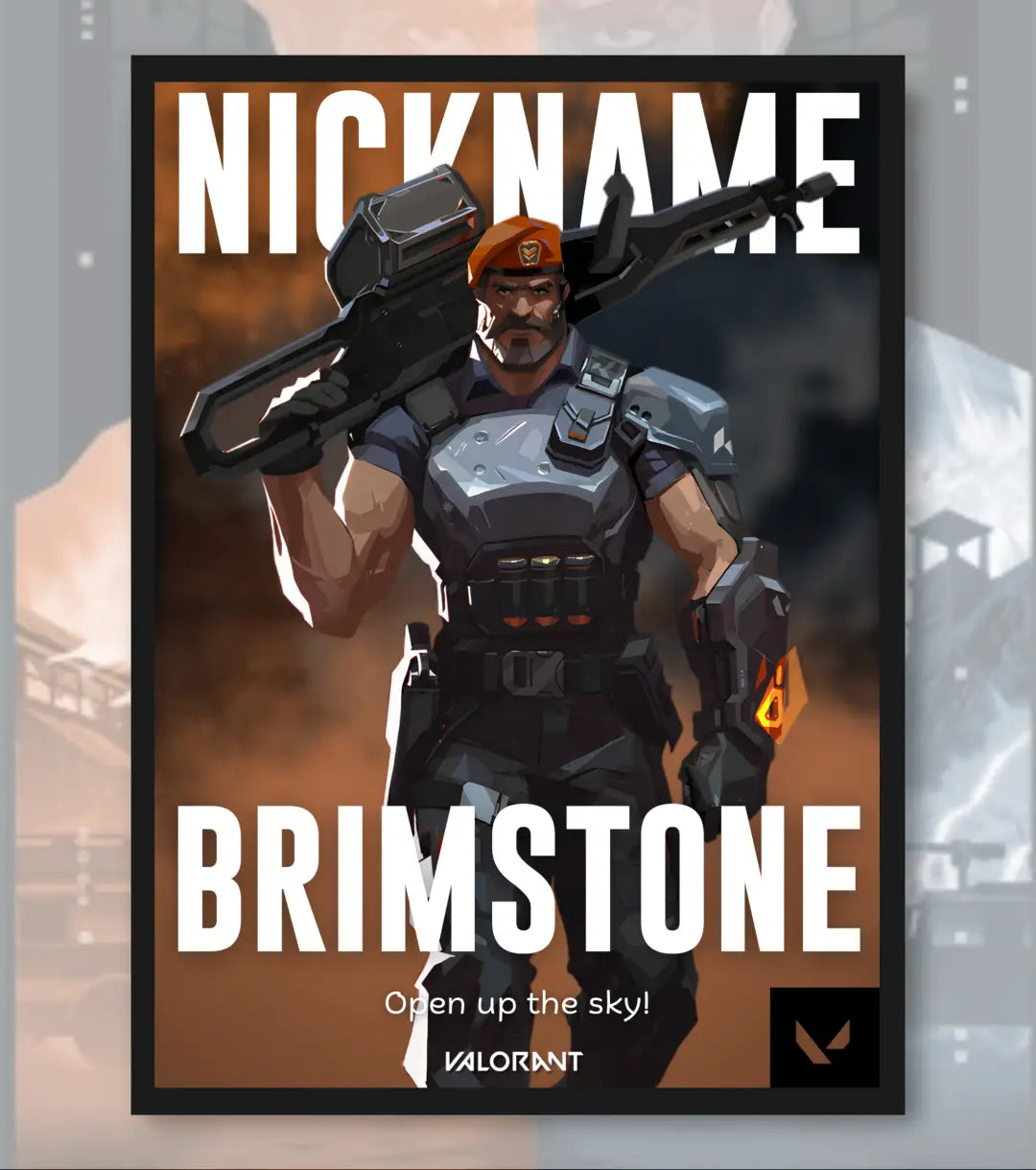 Custom Valorant Poster – Personalized Wall Art | Make It Yours - Brimstone / A4 / Black Frame - Valorant