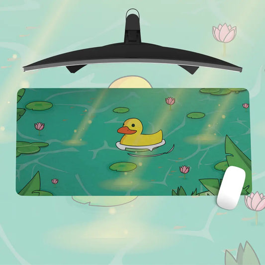 Cute Rubber Duck Pond Mouse Pad – Aesthetic Desk Mat