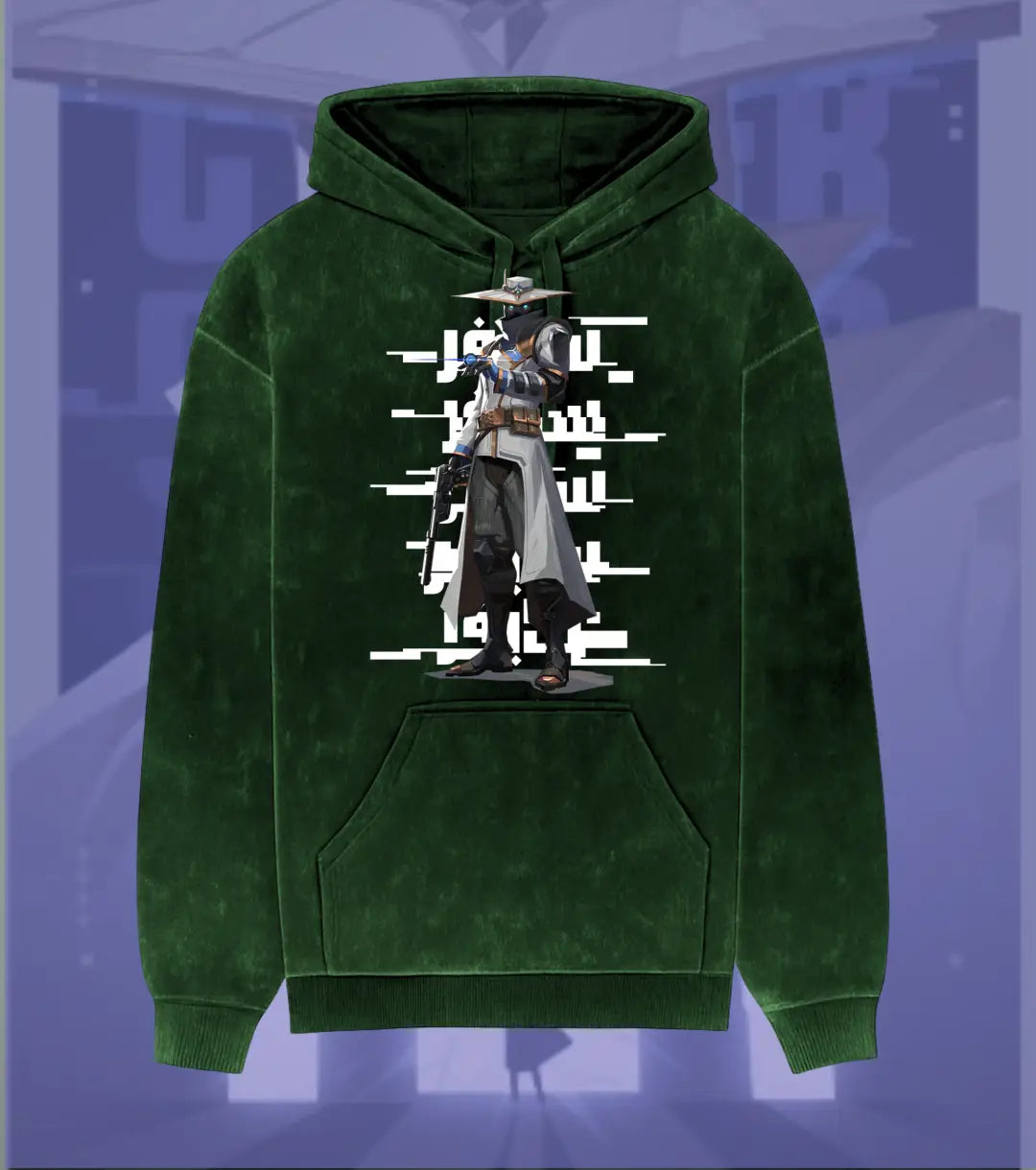 Cypher – Silent Watch Valorant Acid Wash Hoodie | Premium Gamer Streetwear - Bottle Green / XS - Valorant