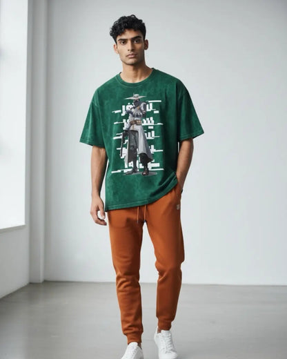 Cypher – Silent Watch Valorant Acid Wash Tee | Bold Gamer Streetwear - Bottle Green / XS - Valorant