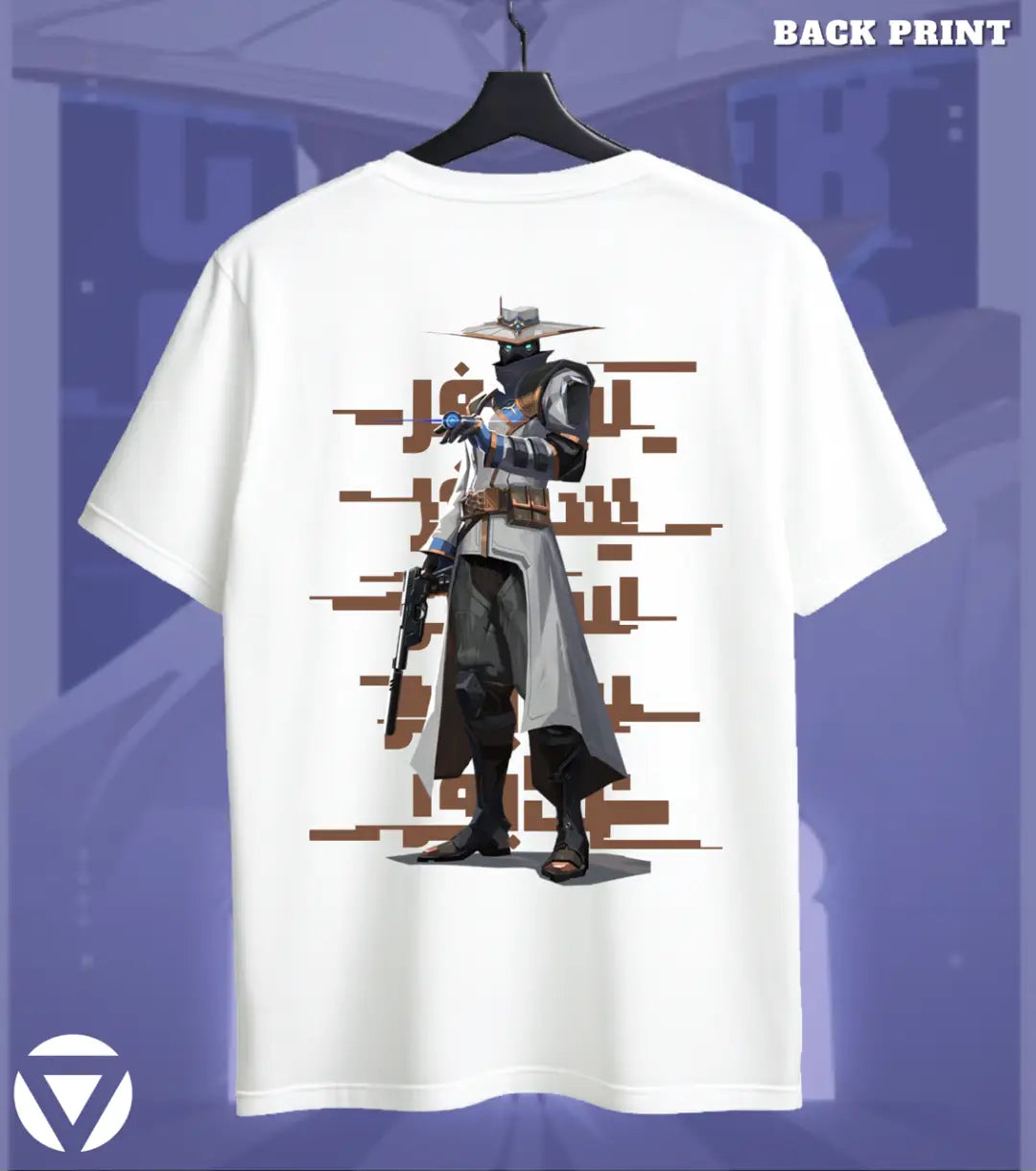 Cypher - Watchful Eye Valorant T Shirt | Always On Duty Tee - Back (Duel Print) White / S - Valorant
