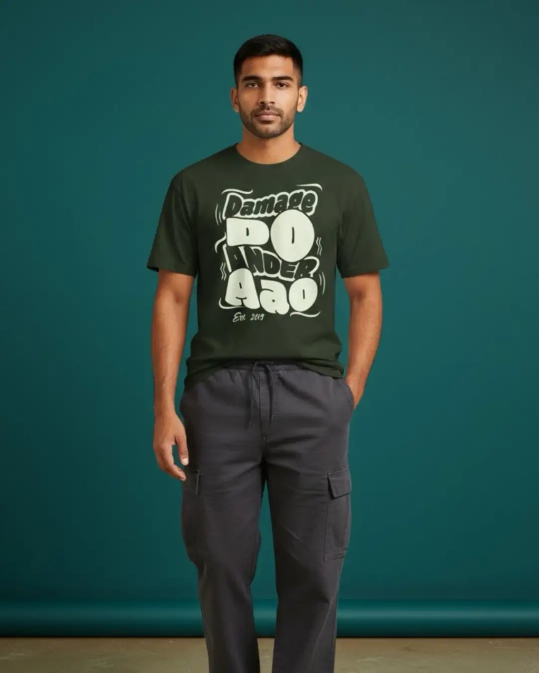 Damage Do Ander Aao BGMI T-Shirt | PUBG OG Meme Tee - Bottle Green / S - BGMI/PUBG