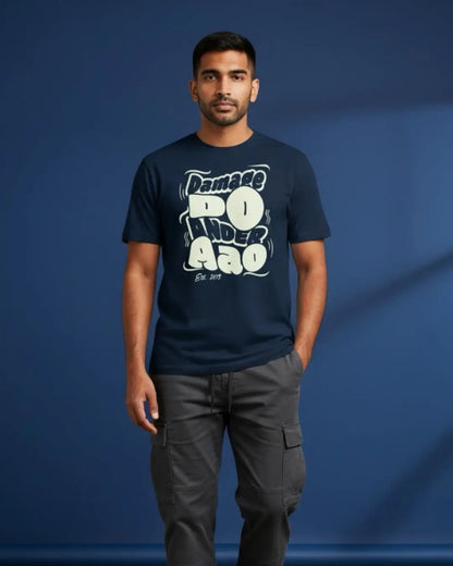 Damage Do Ander Aao BGMI T-Shirt | PUBG OG Meme Tee - Navy / S - BGMI/PUBG
