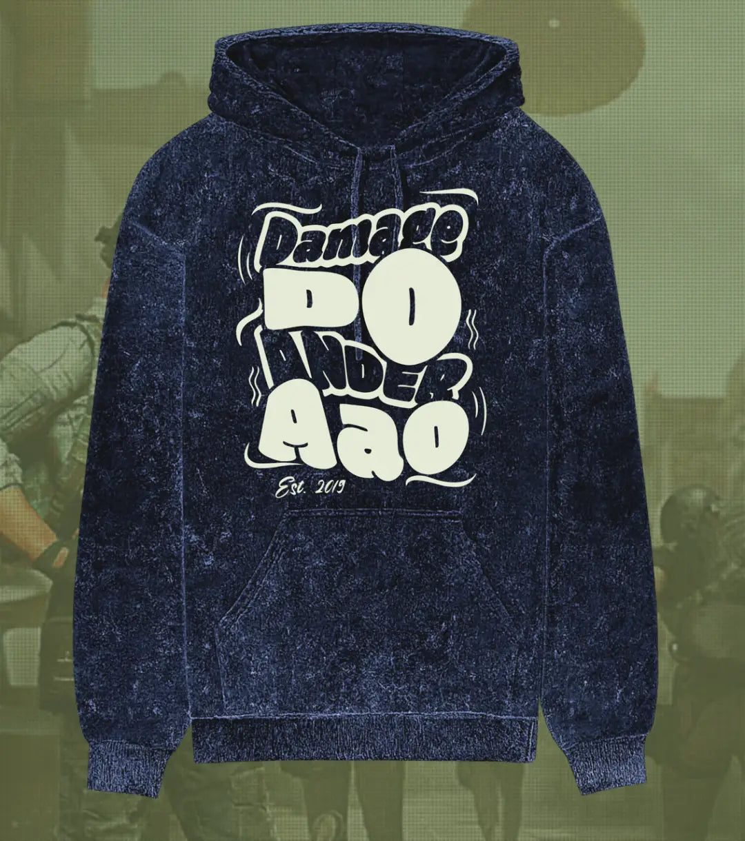 Damage Do Ander Aao – OG Acid Wash Hoodie | 300 GSM Heavyweight Fleece - Navy / S - BGMI/PUBG