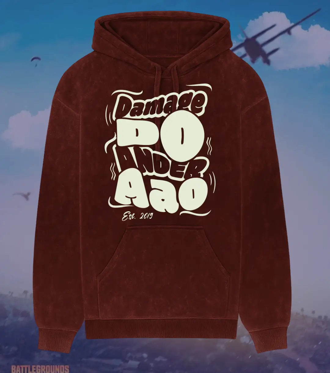 Damage Do Ander Aao – OG Acid Wash Hoodie | 300 GSM Heavyweight Fleece - Maroon / S - BGMI/PUBG