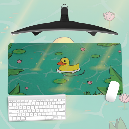 Cute Rubber Duck Pond Mouse Pad – Aesthetic Desk Mat