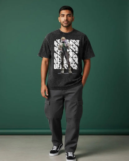 Deadlock – Iron Grip Valorant Acid Wash Tee | Bold Gamer Streetwear - Black / XS - Valorant