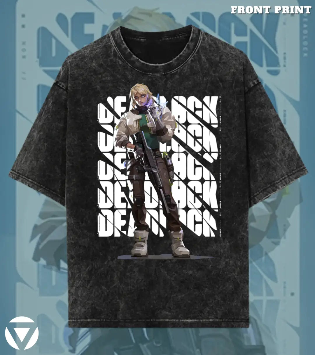 Deadlock – Iron Grip Valorant Acid Wash Tee | Bold Gamer Streetwear - Valorant