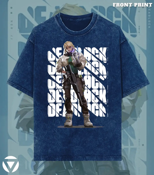 Deadlock – Iron Grip Valorant Acid Wash Tee | Bold Gamer Streetwear - Valorant