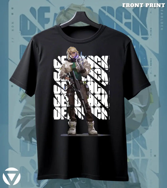 Deadlock - Sentinel Steel Valorant T Shirt | Lock It Down Tee - Front Only / Black / S - Valorant