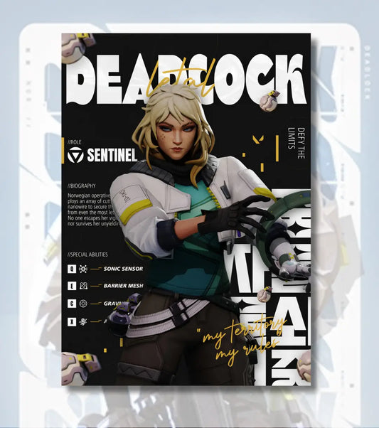 Deadlock Valorant Poster – Lethal Precision Wall Art | Controlled Clean Relentless - Valorant