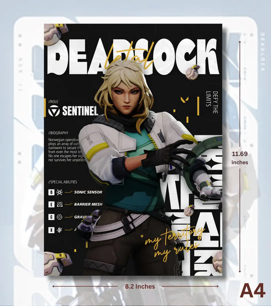 Deadlock Valorant Poster – Lethal Precision Wall Art | Controlled Clean Relentless - Valorant