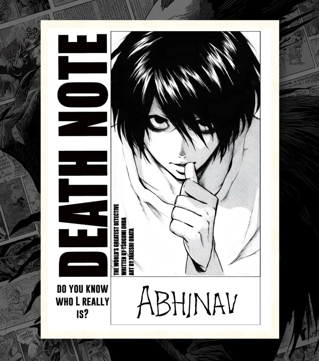 Death Note Custom Name Poster | Choose Light or L - Death Note