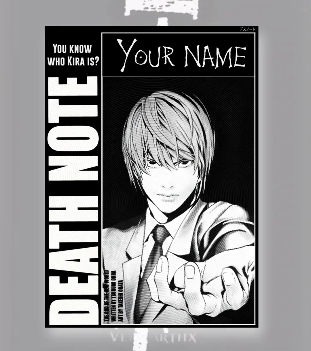 Death Note Custom Name Poster | Choose Light or L - Death Note