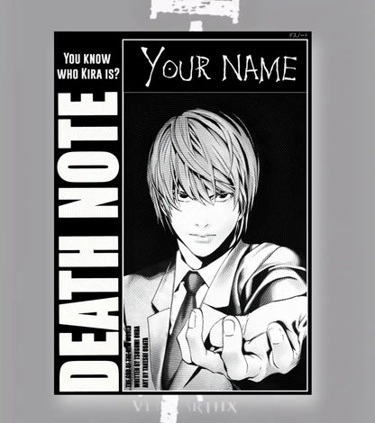 Death Note Custom Name Poster | Choose Light or L - Death Note