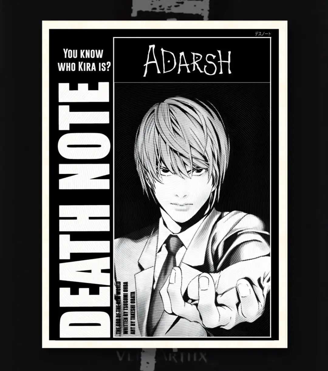 Death Note Custom Name Poster | Choose Light or L - Death Note