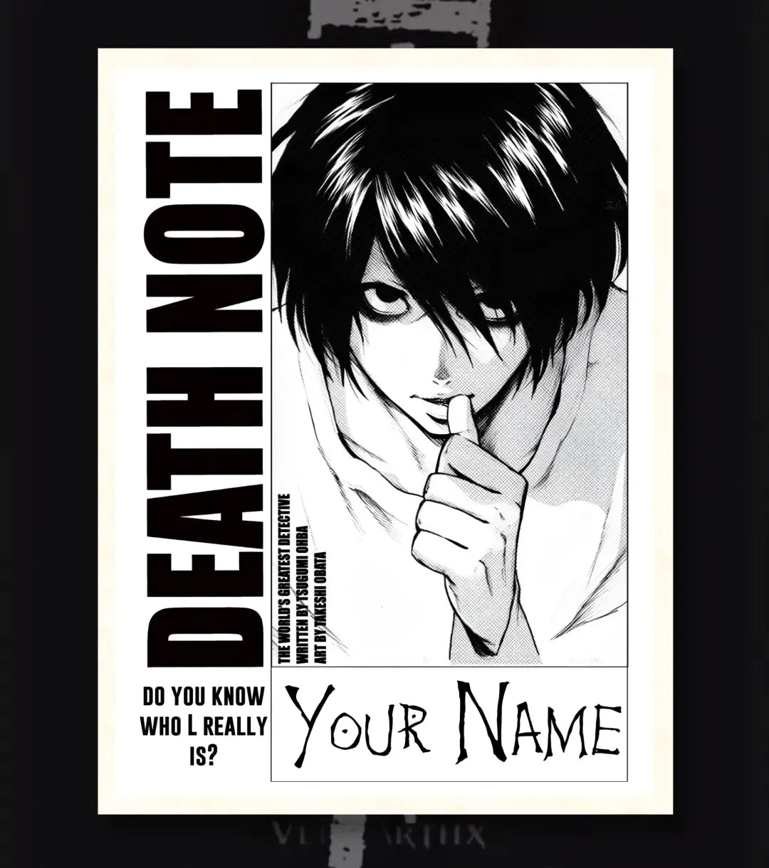 Death Note Custom Name Poster | Choose Light or L - Death Note