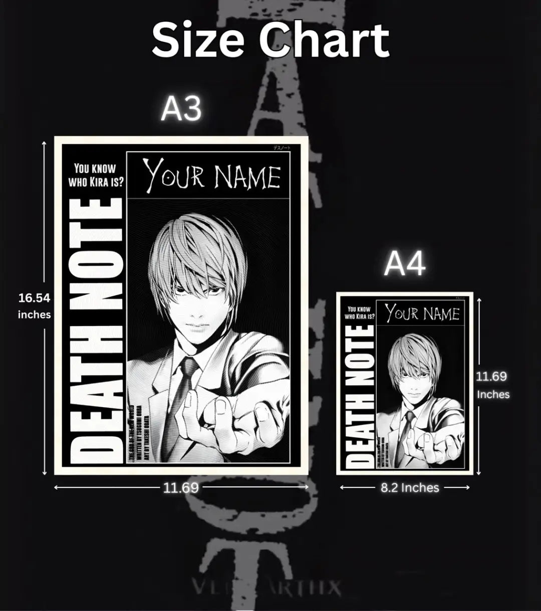 Death Note Custom Name Poster | Choose Light or L - Death Note