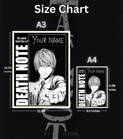 Death Note Custom Name Poster | Choose Light or L - Death Note