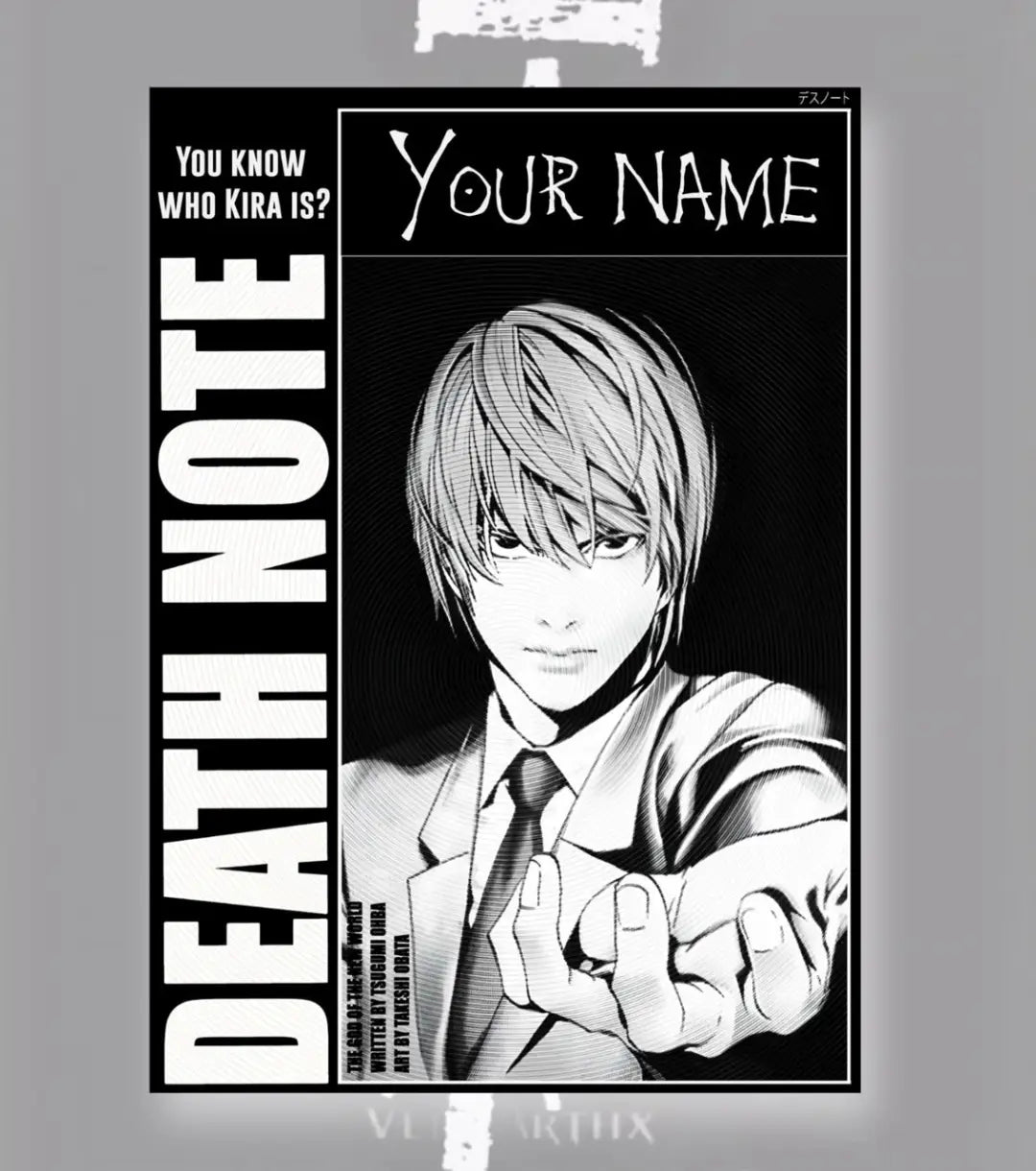 Death Note Custom Name Poster | Choose Light or L - A4 / Light / Unframed - Death Note
