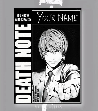 Death Note Custom Name Poster | Choose Light or L - A4 / Light / Unframed - Death Note