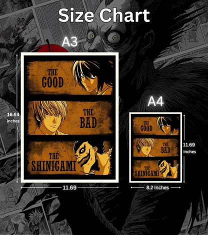 Death Note Good Bad & Shinigami Poster | Anime Wall Art - Death Note