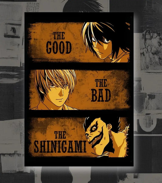 Death Note Good Bad & Shinigami Poster | Anime Wall Art - A4 / Unframed - Death Note