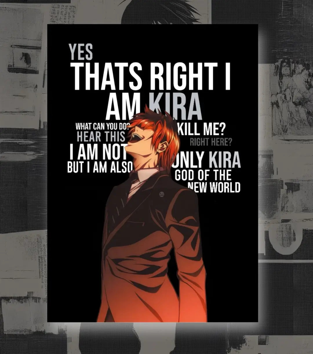 Death Note Kira Poster | I Am Kira Light Yagami Art - A4 / Unframed - Death Note