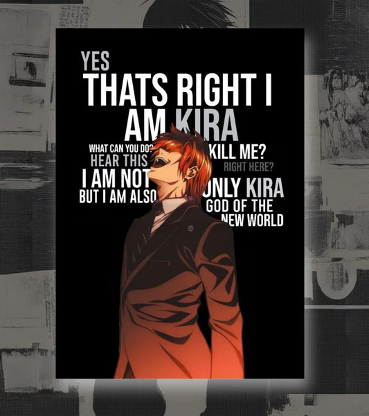 Death Note Kira Poster | I Am Kira Light Yagami Art - A4 / Unframed - Death Note