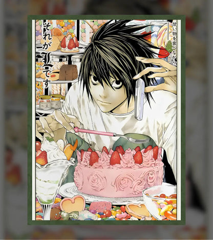 Death Note L Dessert Poster | Sweet Genius Detective Wall Art - A4 / Bottle Green - Death Note