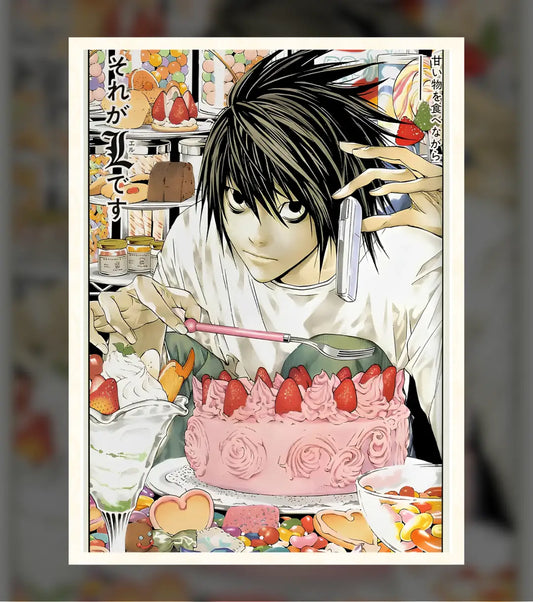Death Note L Dessert Poster | Sweet Genius Detective Wall Art - A4 / Unframed - Death Note