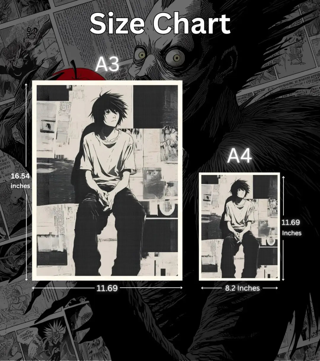 Death Note L Poster | Minimal Black & White Anime Wall Art - Death Note