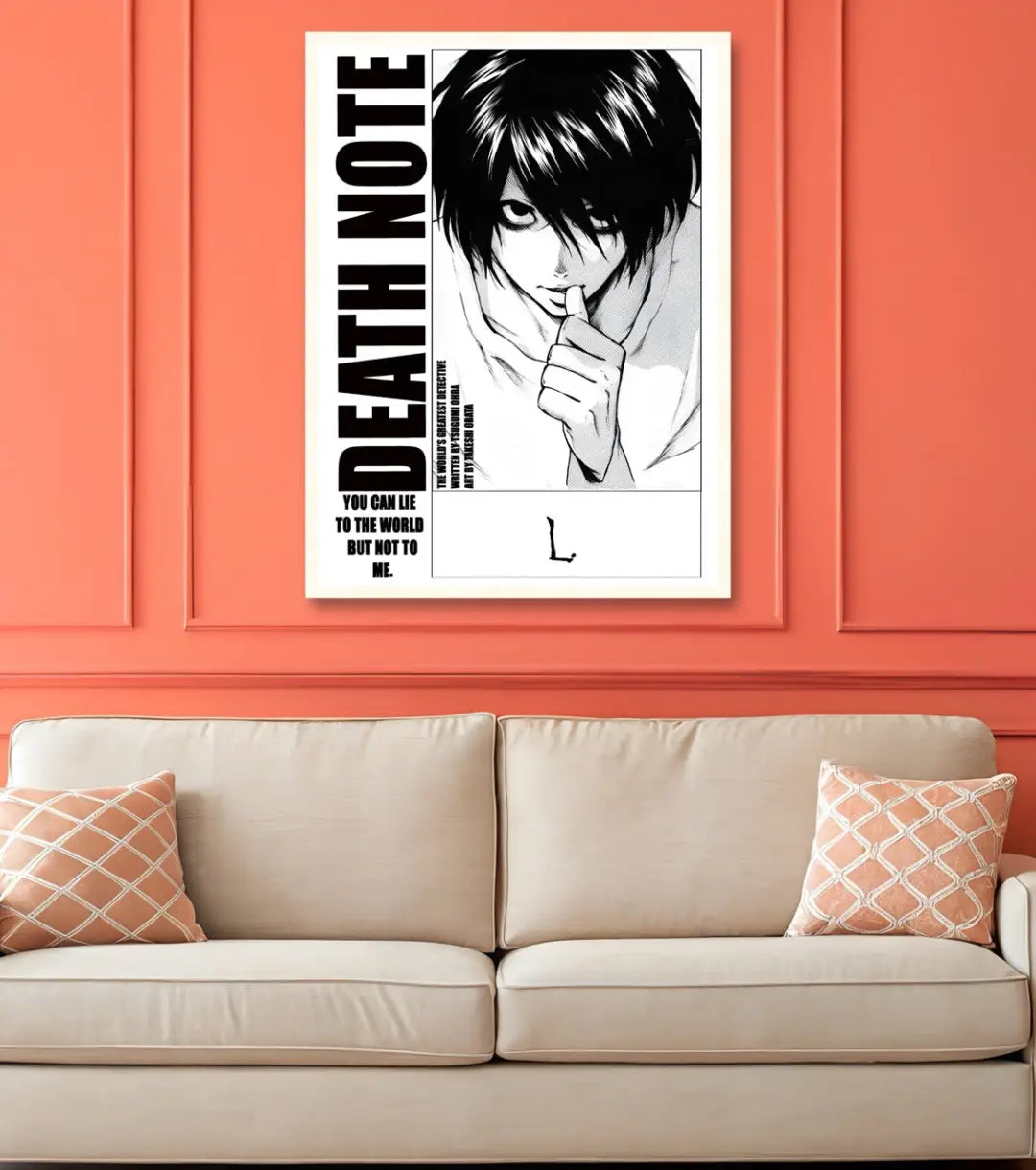 Death Note Light Yagami & L Poster | Black & White Manga Art - Death Note