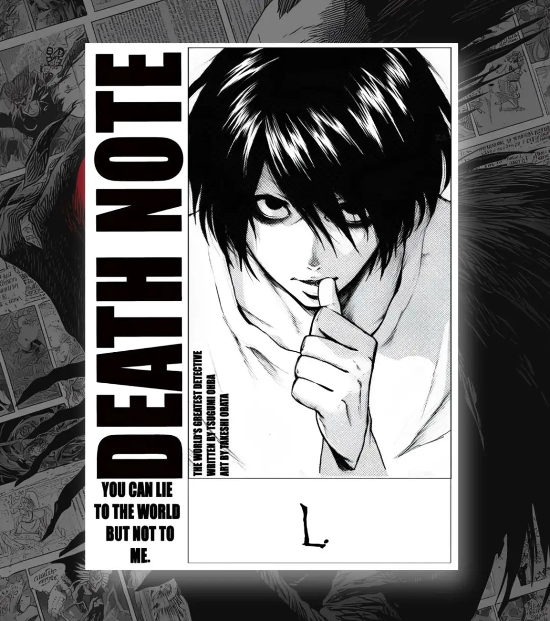Death Note Light Yagami & L Poster | Black & White Manga Art - A4 / L / Unframed - Death Note