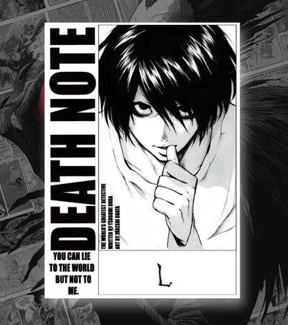 Death Note Light Yagami & L Poster | Black & White Manga Art - A4 / L / Unframed - Death Note