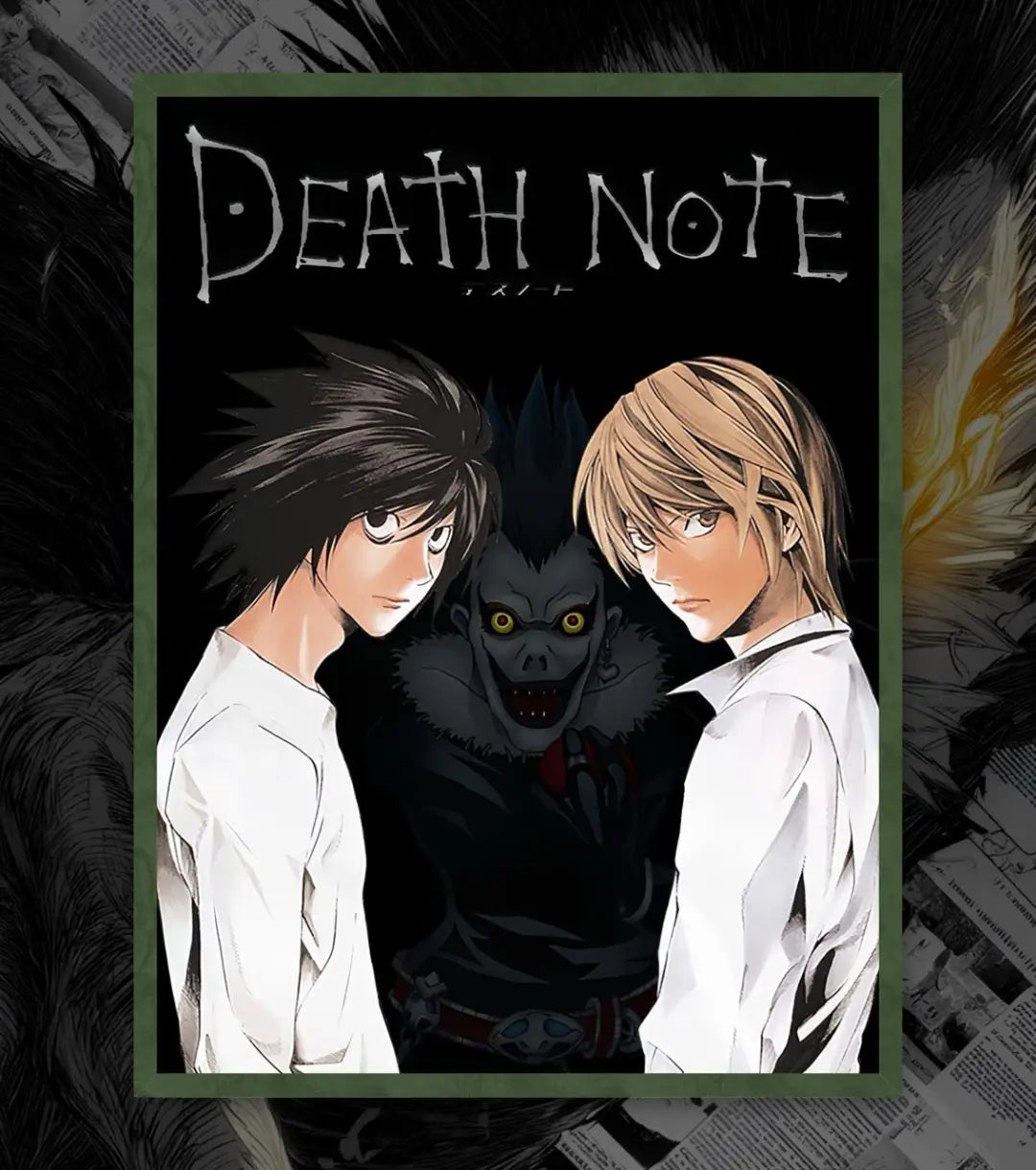 Death Note Light Yagami vs L Poster | Iconic Anime Showdown - A4 / Bottle Green - Death Note