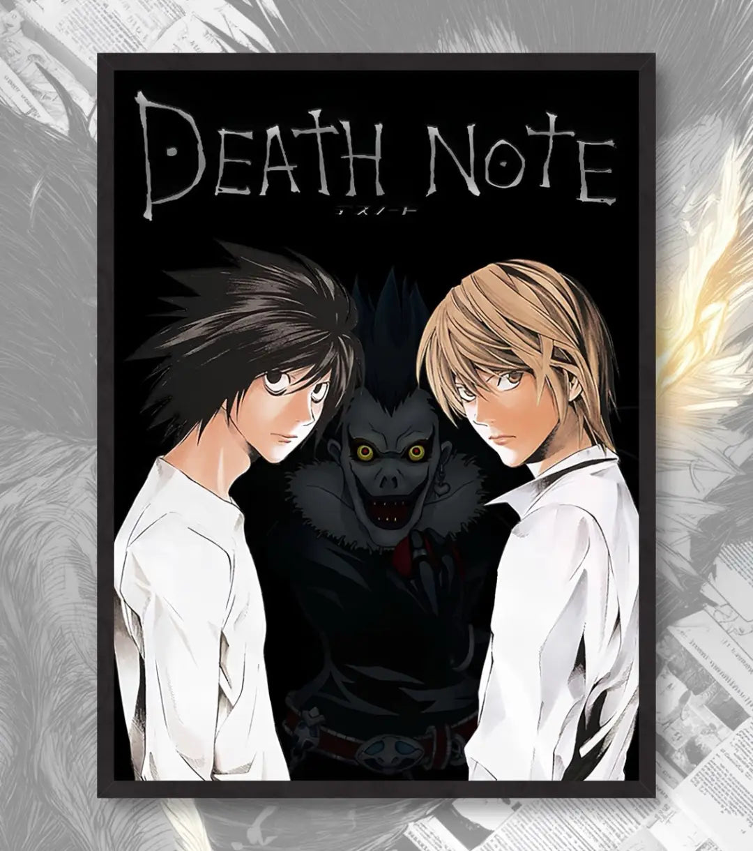 Death Note Light Yagami vs L Poster | Iconic Anime Showdown - A4 / Black Frame - Death Note