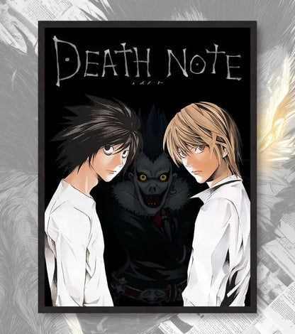 Death Note Light Yagami vs L Poster | Iconic Anime Showdown - A4 / Black Frame - Death Note