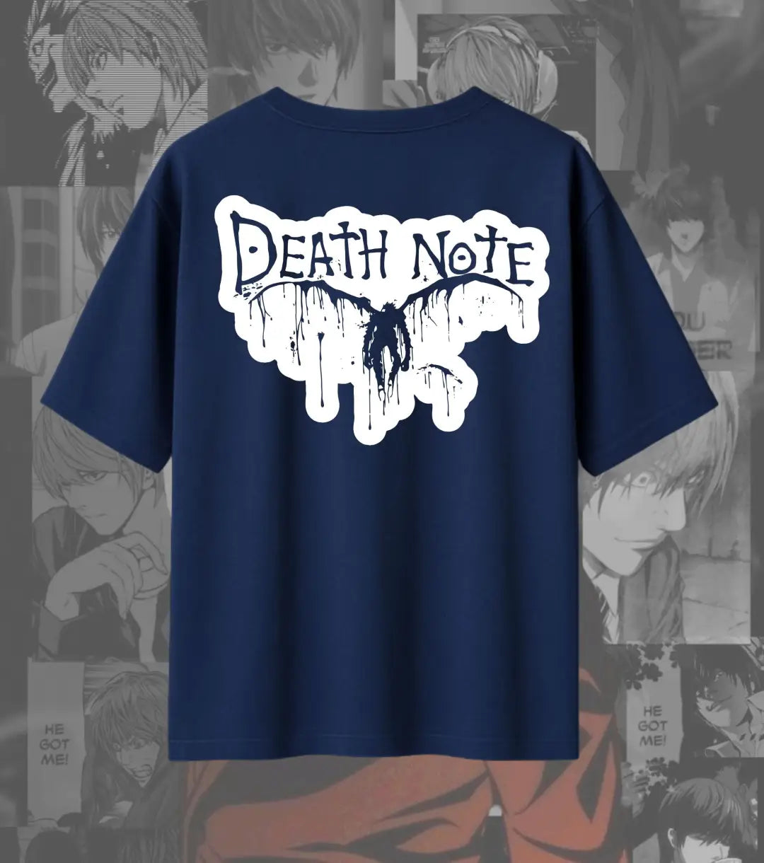 Death Note Logo Oversized T-Shirt | 240 GSM Premium Anime Streetwear - 180GSM / Navy / S - Death Note