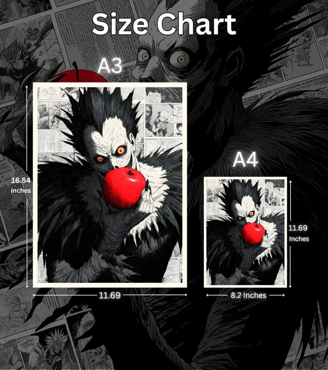 Death Note Ryuk Apple Poster | Iconic Shinigami Wall Art - Death Note