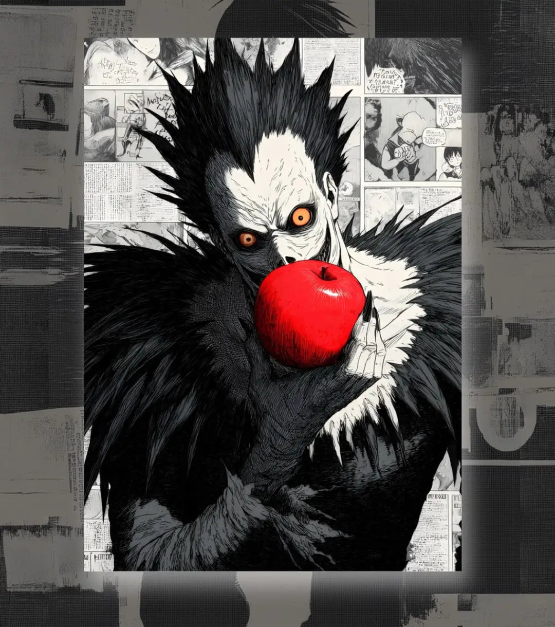 Death Note Ryuk Apple Poster | Iconic Shinigami Wall Art - A4 / Unframed - Death Note