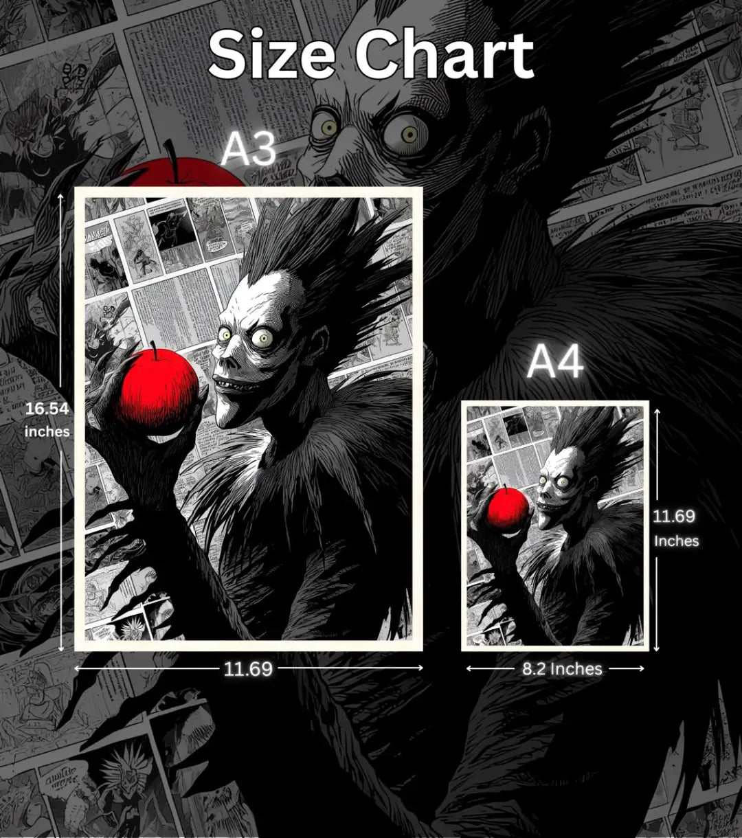 Death Note Ryuk Apple Poster | Moody Anime Wall Art - Death Note